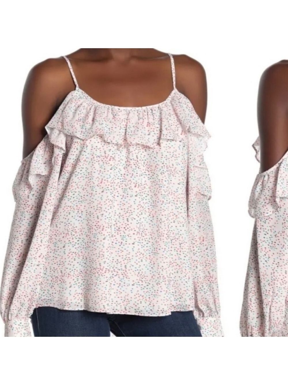 Parker Cold Shoulder Ruffle Confetti Dottie Long Sleeve Blouse